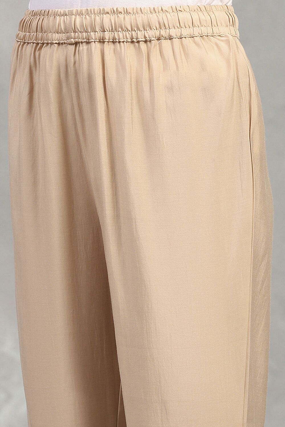 Gold Viscose Blend Solid Straight Pants image number 1