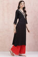 Black LIVA A-Line Kurta image number 3