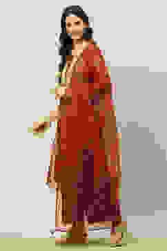 Gold Crepe Georgette Straight Printed Kurta Palazzo Suit Set image number 3