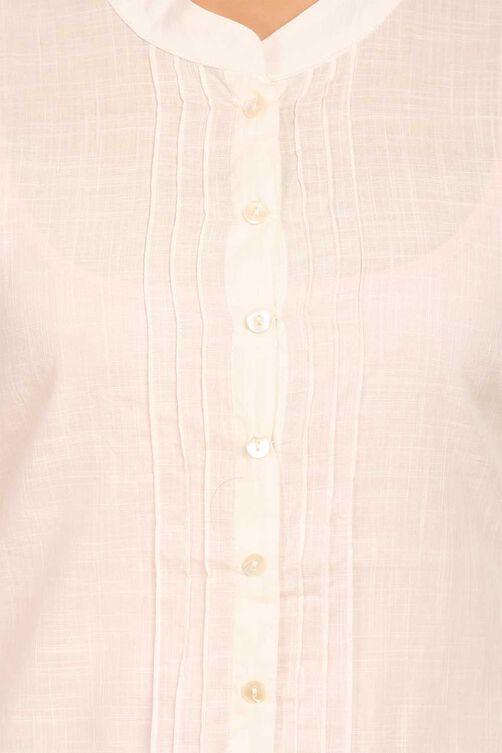 Off White Straight Cotton Kurta image number 4