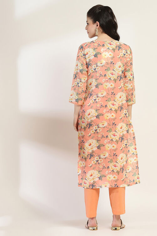Peach Cotton Blend Straight Set image number 4