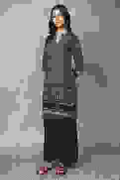 Green Viscose Polyester Viscose Rayon Kurta Pants Set image number 3