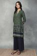 Green Viscose Polyester Viscose Rayon Kurta Pants Set image number 3