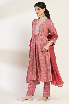 Pink Viscose Gathered Set image number 3