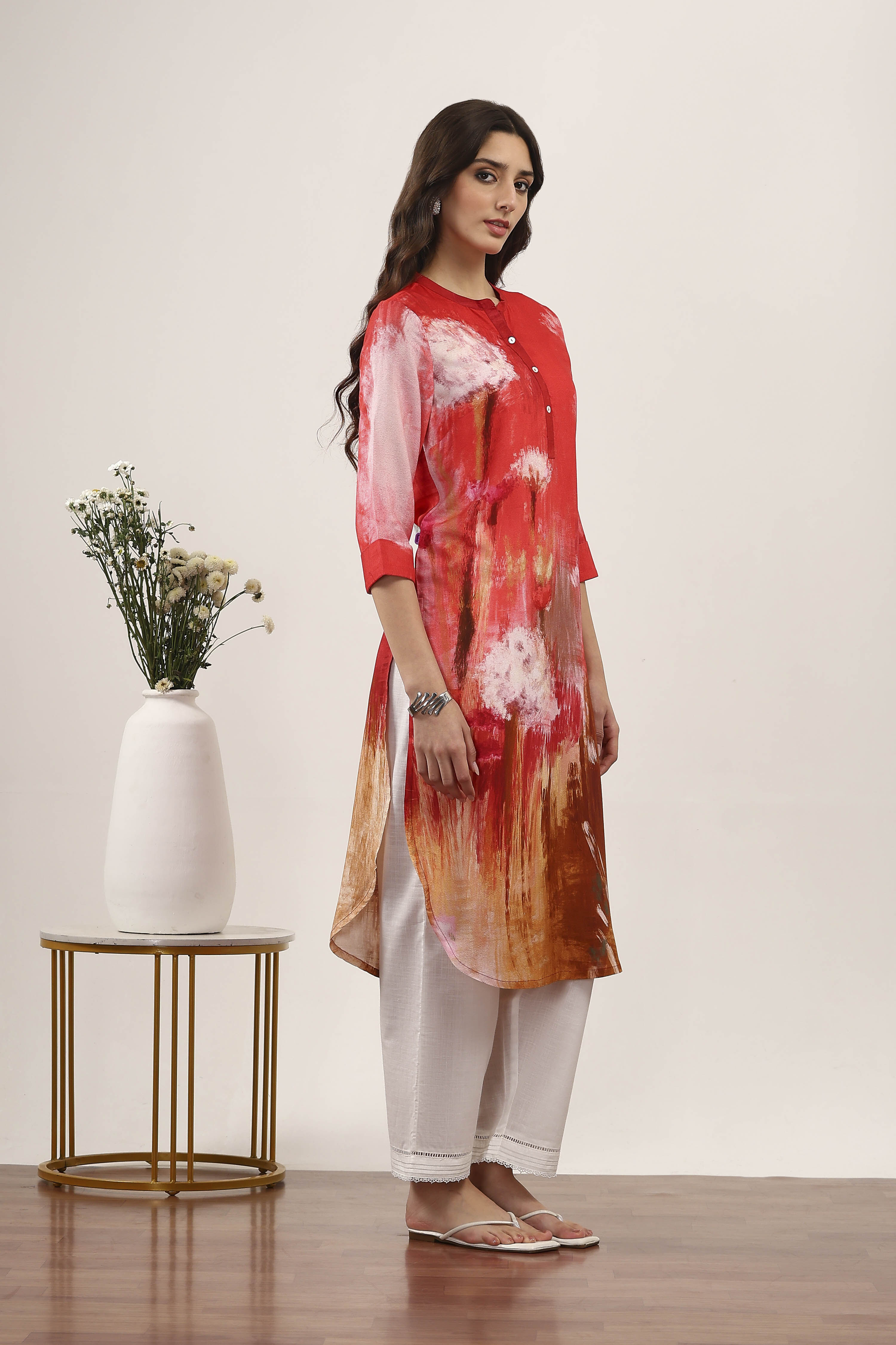 Blue Printed Straight Kurta image number 4