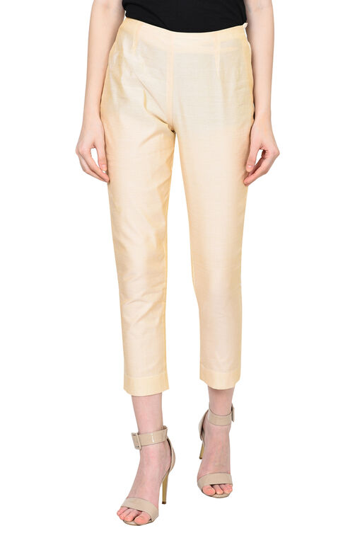 Off White Polyester Slim Pants image number 0