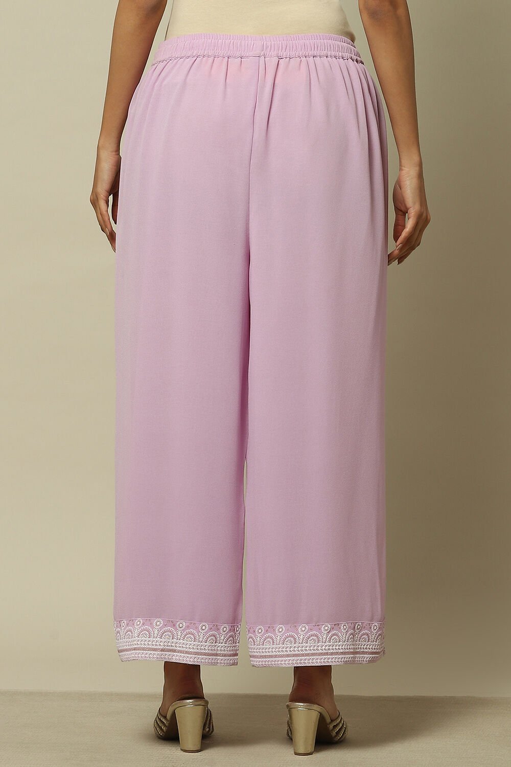 Blue Poly Georgette Solid Straight Fit Palazzo image number 4