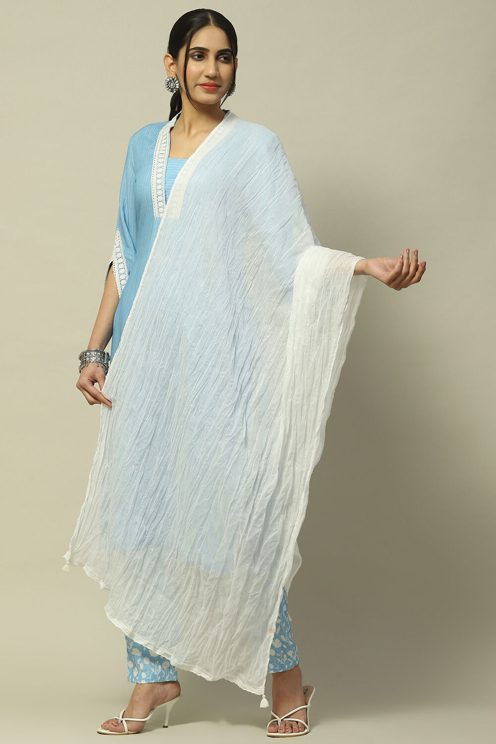 Indigo Blue Voile Solid Dupatta image number 0