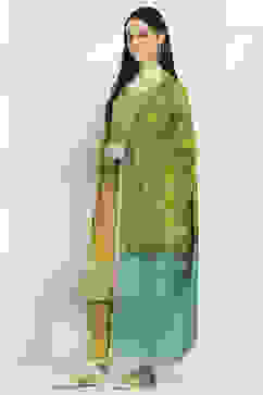 Lime Viscose Blend Straight Set image number 3