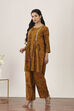 Green Viscose Polyester Viscose Rayon Kurta Pants Set image number 3