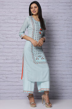 Mint Green Viscose Rayon Straight Kurta image number 4