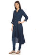 Indigo Asymmetric Viscose Kurta image number 3