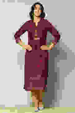 Red Rayon Printed Straight Kurta image number 0