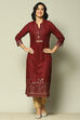 Red Rayon Printed Straight Kurta image number 0