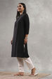 Black Viscose Blend Solid Straight Kurta image number 2