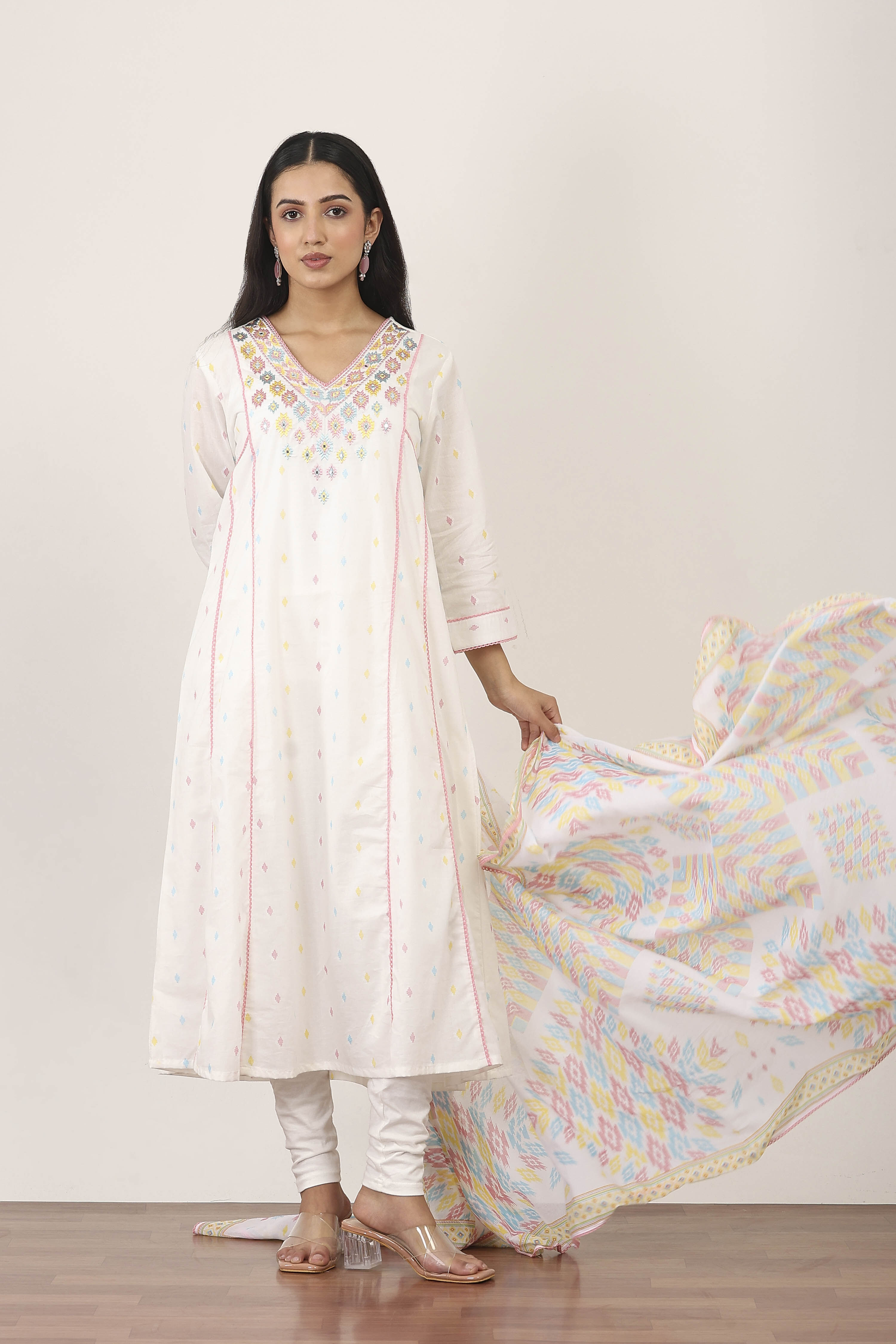 White Cotton Lehenga Sets image number 7