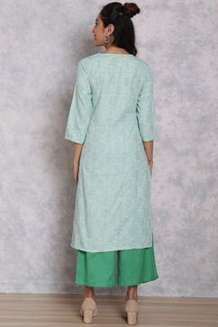 Mint Green Cotton Straight Suit Set image number 6