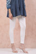 Off White Cotton Leggings image number 4