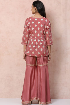 Onion Pink Art Silk Sharara Set image number 4