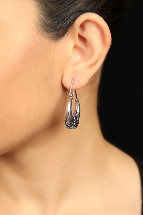Silver Oxidiesd Bali Earrings image number 0