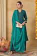 Teal Viscose Blend Straight Printed Suit Set image number 0