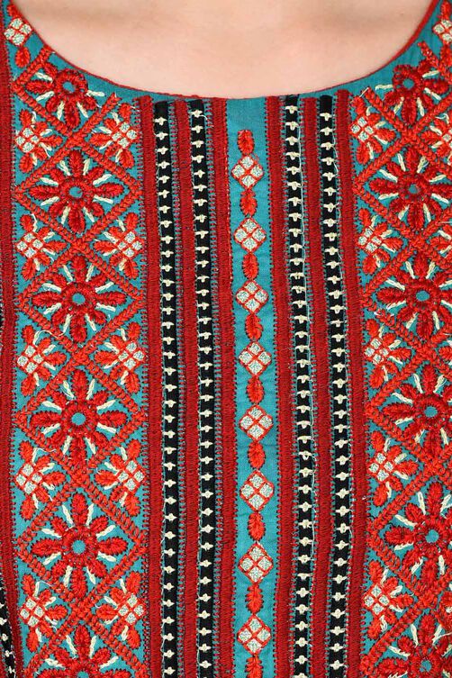 Red Kalidar Viscose Kurta image number 1
