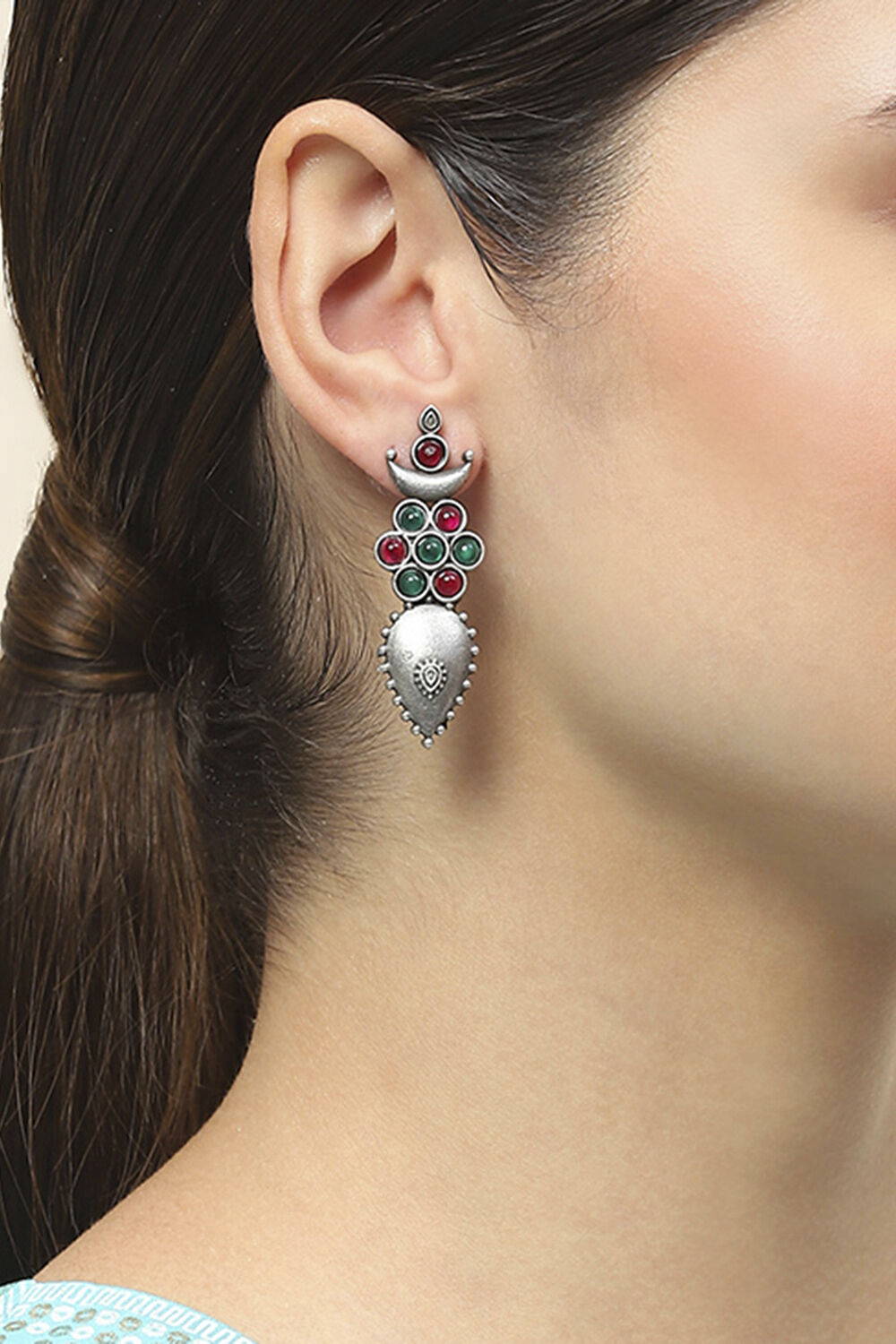 Antique Rose Oxidised Alloy Earrings image number 1