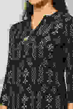 Navy Blue Viscose Blend Straight Printed Kurta Salwar Suit Set image number 1