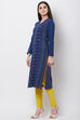 Blue Cotton Straight Kurta image number 2