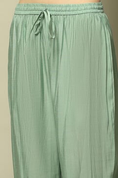 Jade Green Viscose Blend A-Line Printed Kurta Palazzo Suit Set image number 2