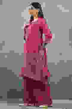 Purple Viscose Straight Kurta Pants Set image number 3