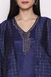 Royal Blue Polyester Viscose Straight Suit Set image number 2