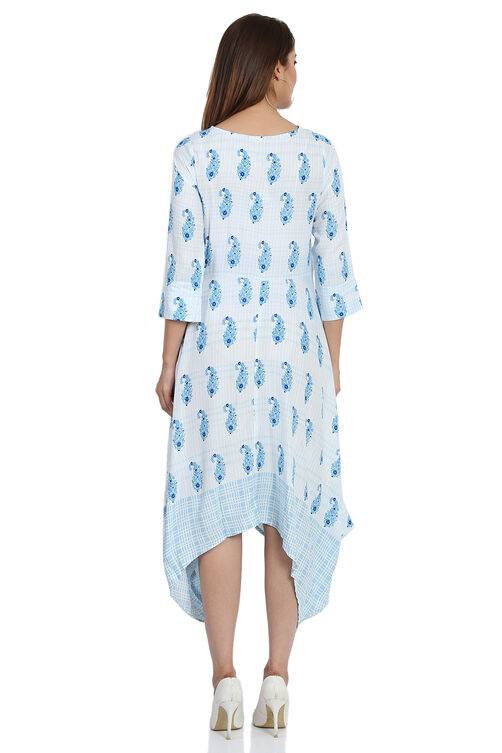 Peach Flared Viscose Dress image number 4