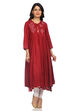 Maroon Viscose Rayon Flared Kurta image number 0