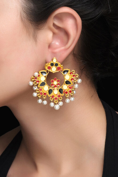 Black And Red Metal Brass Earring image number 0