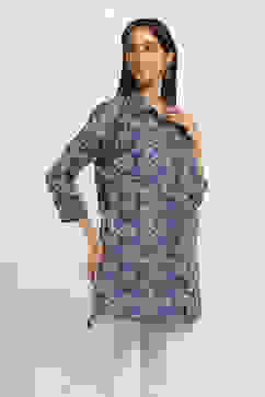 Indigo Cotton Straight Kurti image number 4