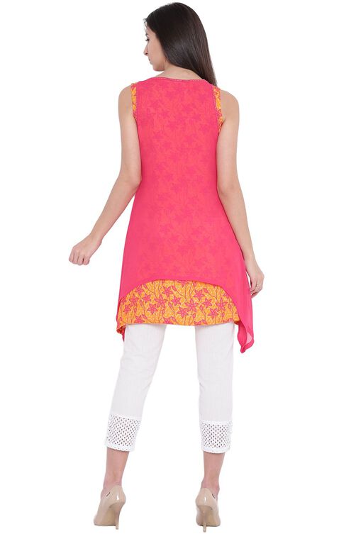 Pink Viscose A-Line Kurta image number 5