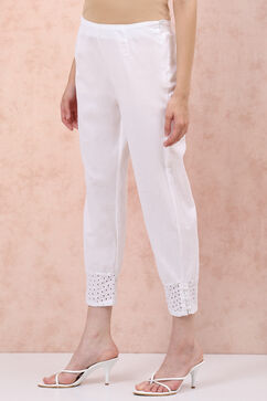 White Solid Slim Pants image number 2