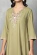 Sage Green Embroidered Kalidar Suit Set image number 1
