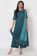 Dark Green Art Silk  Dupatta image number 2
