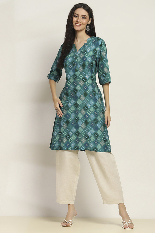 Red Printed Straight Kurta image number 5