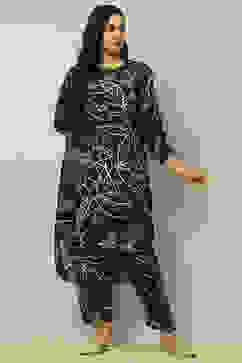 Navy Blue Floral Printed Straight Co-ord Set image number 0