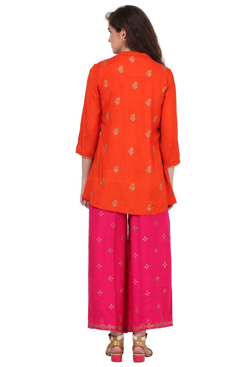 Orange Flared Viscose Indie Top image number 4