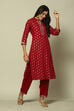 Pink LIVA Straight Printed Kurta Palazzo Suit Set image number 5