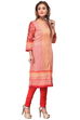 Red Straight Cotton Kurta image number 2
