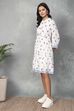 White Cotton Printed Tiered Dress image number 2