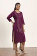Purple Viscose Rayon Straight Kurta Pants Set image number 5