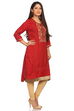 Red Cotton Straight Kurta image number 1
