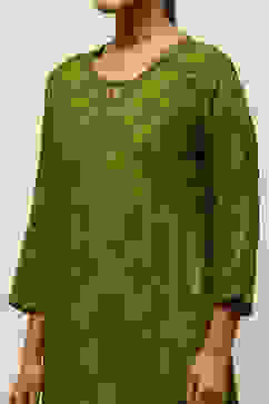 Green Printed Straight Suit Set image number 1