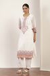 White  Straight Kurta Pants Set image number 3
